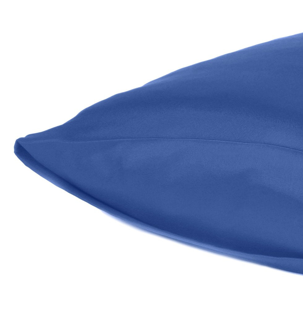 Navy Blue Dreamy Set Of 2 Silky Satin Queen Pillowcases HomeRoots