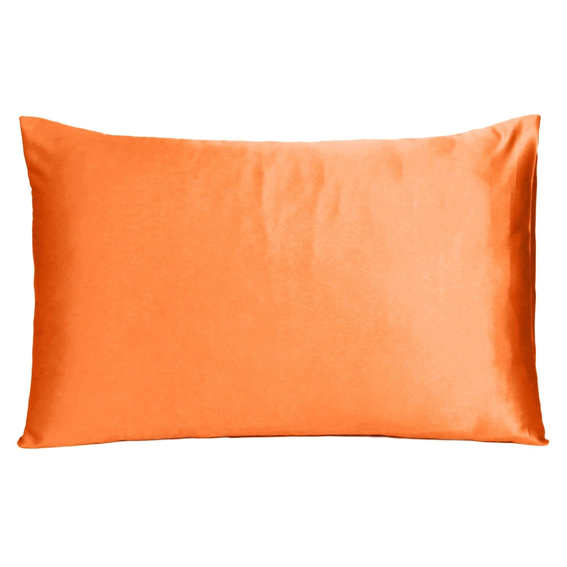 Orange Dreamy Set Of 2 Silky Satin Queen Pillowcases - FurniFindUSA