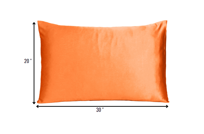 Orange Dreamy Set Of 2 Silky Satin Queen Pillowcases - FurniFindUSA