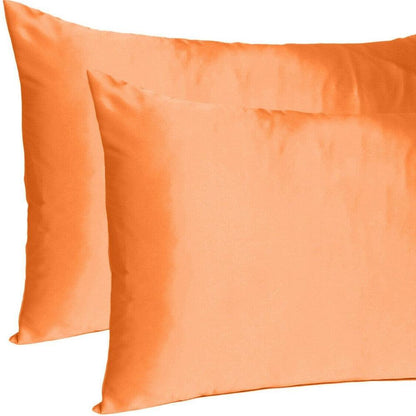 Orange Dreamy Set Of 2 Silky Satin Queen Pillowcases - FurniFindUSA