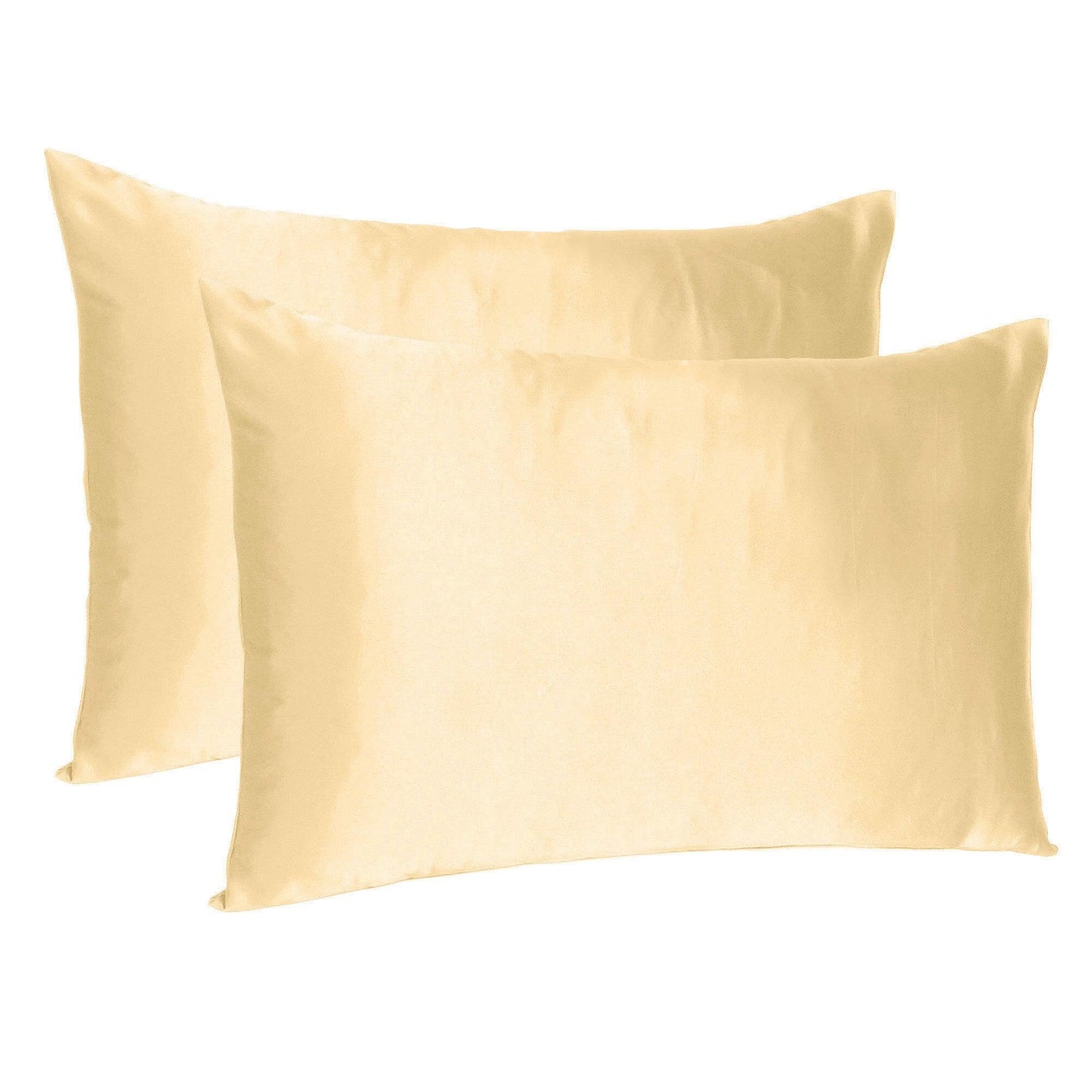 Pale Peach Dreamy Set Of 2 Silky Satin Queen Pillowcases - FurniFindUSA