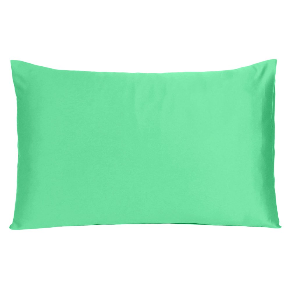Green Dreamy Set Of 2 Silky Satin Queen Pillowcases HomeRoots