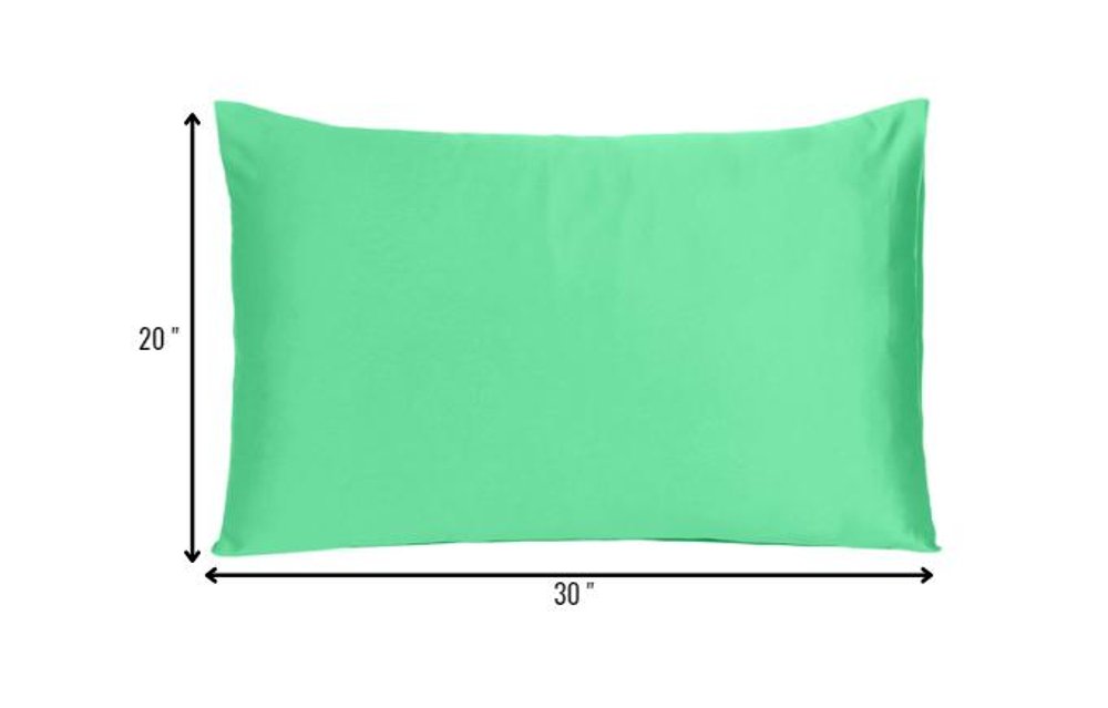 Green Dreamy Set Of 2 Silky Satin Queen Pillowcases HomeRoots