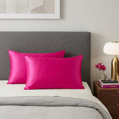 Two Piece Fuchsia Satin And Satin Pillowcases Envelope HomeRoots