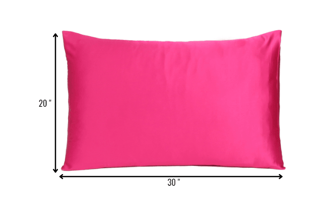 Fuchsia Dreamy Set Of 2 Silky Satin Queen Pillowcases - FurniFindUSA