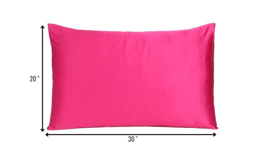 Two Piece Fuchsia Satin And Satin Pillowcases Envelope HomeRoots