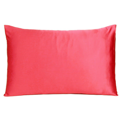 Poppy Red Dreamy Set Of 2 Silky Satin Queen Pillowcases - FurniFindUSA