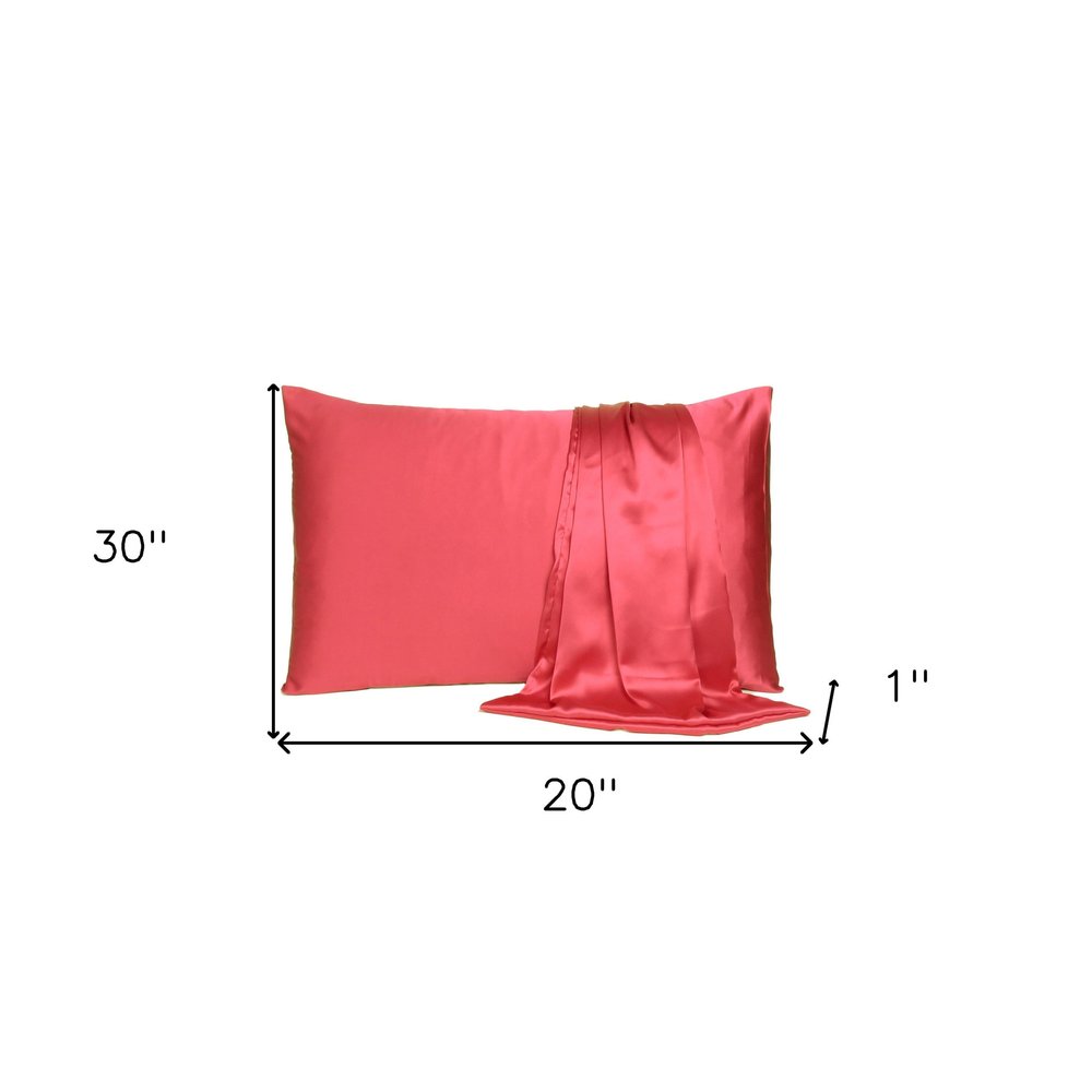 Poppy Red Dreamy Set Of 2 Silky Satin Queen Pillowcases — view 7