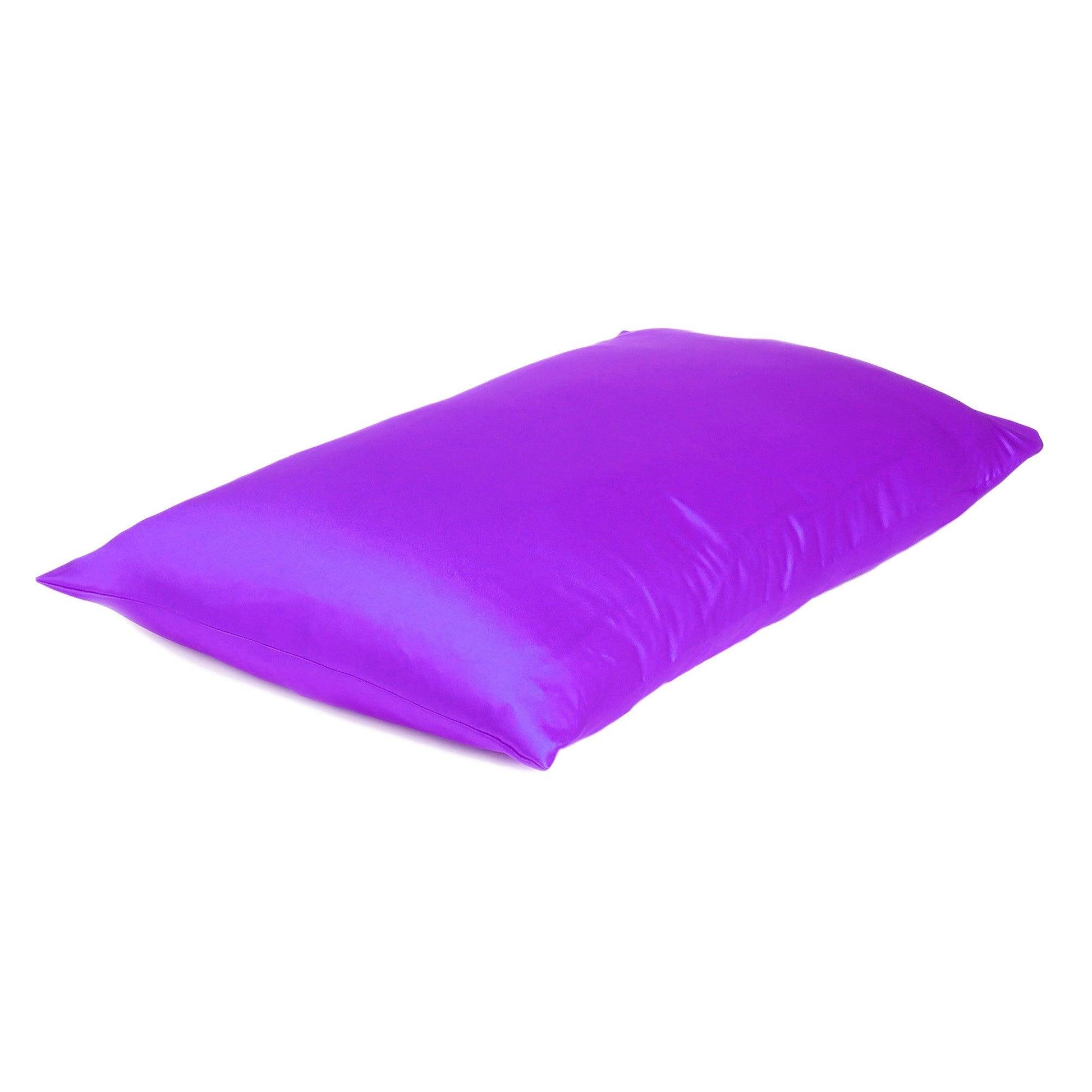 Bright Purple Dreamy Set Of 2 Silky Satin Queen Pillowcases - FurniFindUSA