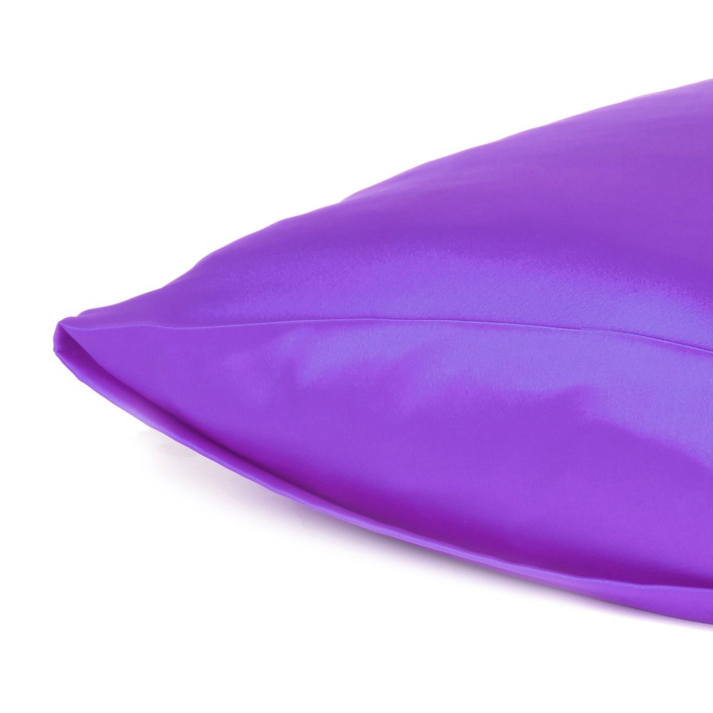 Set of Two Bright Purple Dreamy Silky Satin Queen Pillowcases HomeRoots