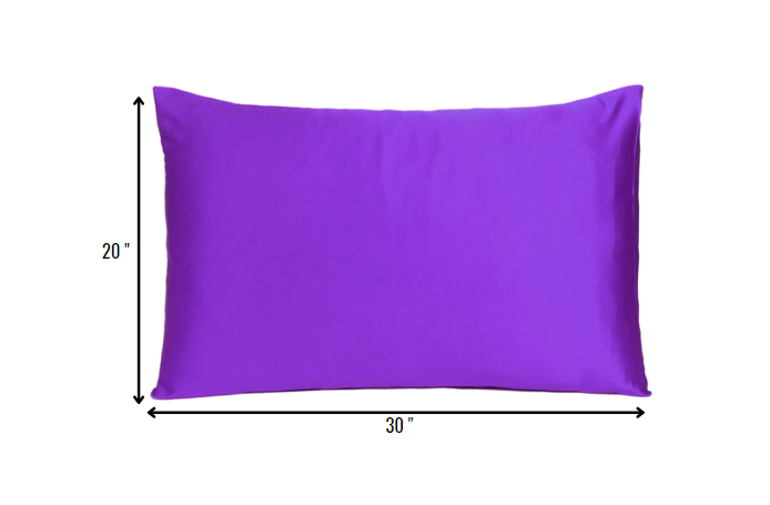 Set of Two Bright Purple Dreamy Silky Satin Queen Pillowcases HomeRoots