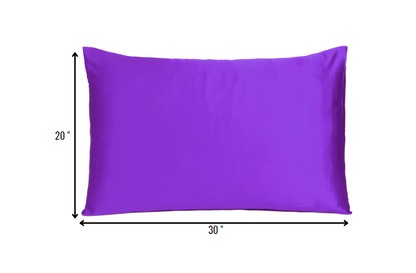 Bright Purple Dreamy Set Of 2 Silky Satin Queen Pillowcases - FurniFindUSA