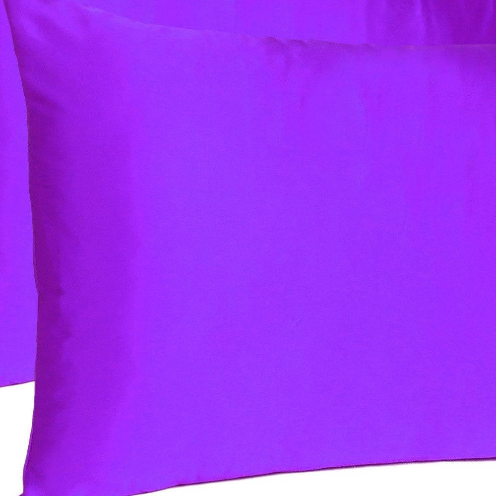 Set of Two Bright Purple Dreamy Silky Satin Queen Pillowcases HomeRoots