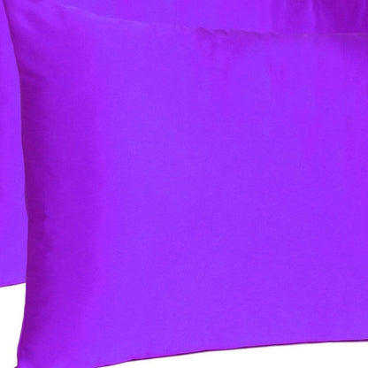 Bright Purple Dreamy Set Of 2 Silky Satin Queen Pillowcases - FurniFindUSA