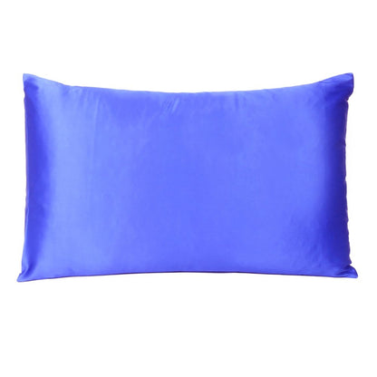 Royal Blue Dreamy Set Of 2 Silky Satin Queen Pillowcases HomeRoots