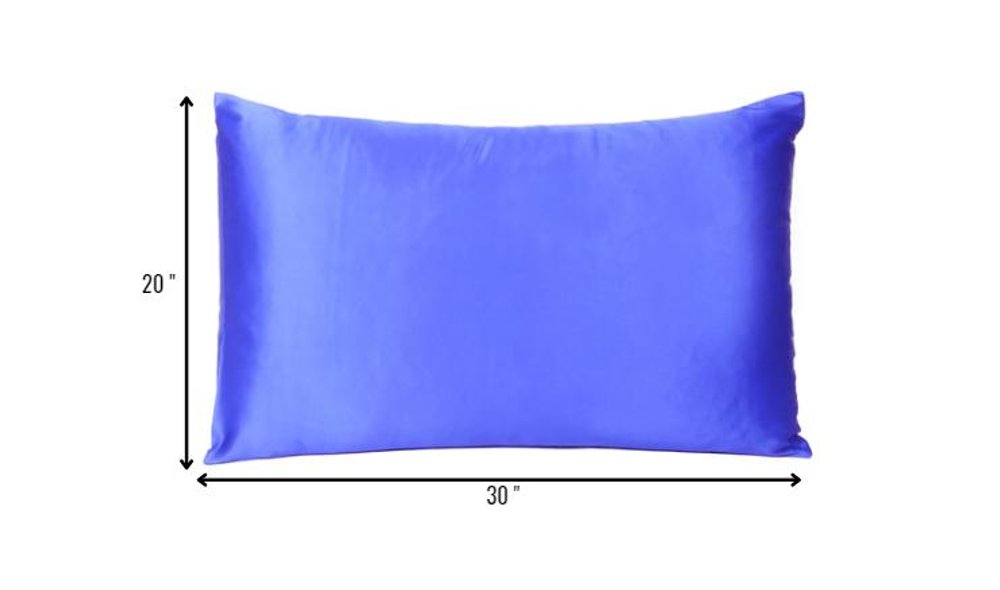 Royal Blue Dreamy Set Of 2 Silky Satin Queen Pillowcases HomeRoots
