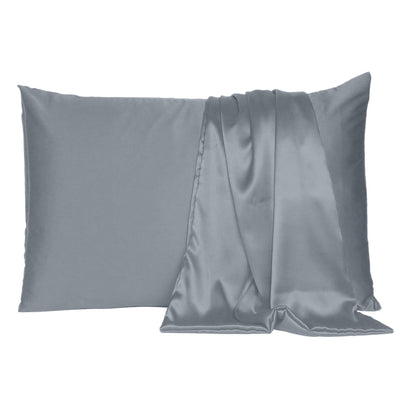 Dark Gray Dreamy Set Of 2 Silky Satin Queen Pillowcases - FurniFindUSA