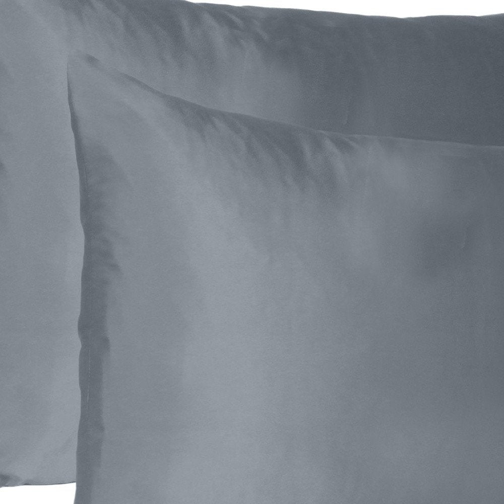 Dark Gray Dreamy Set Of Two Silky Satin Queen Pillowcases HomeRoots