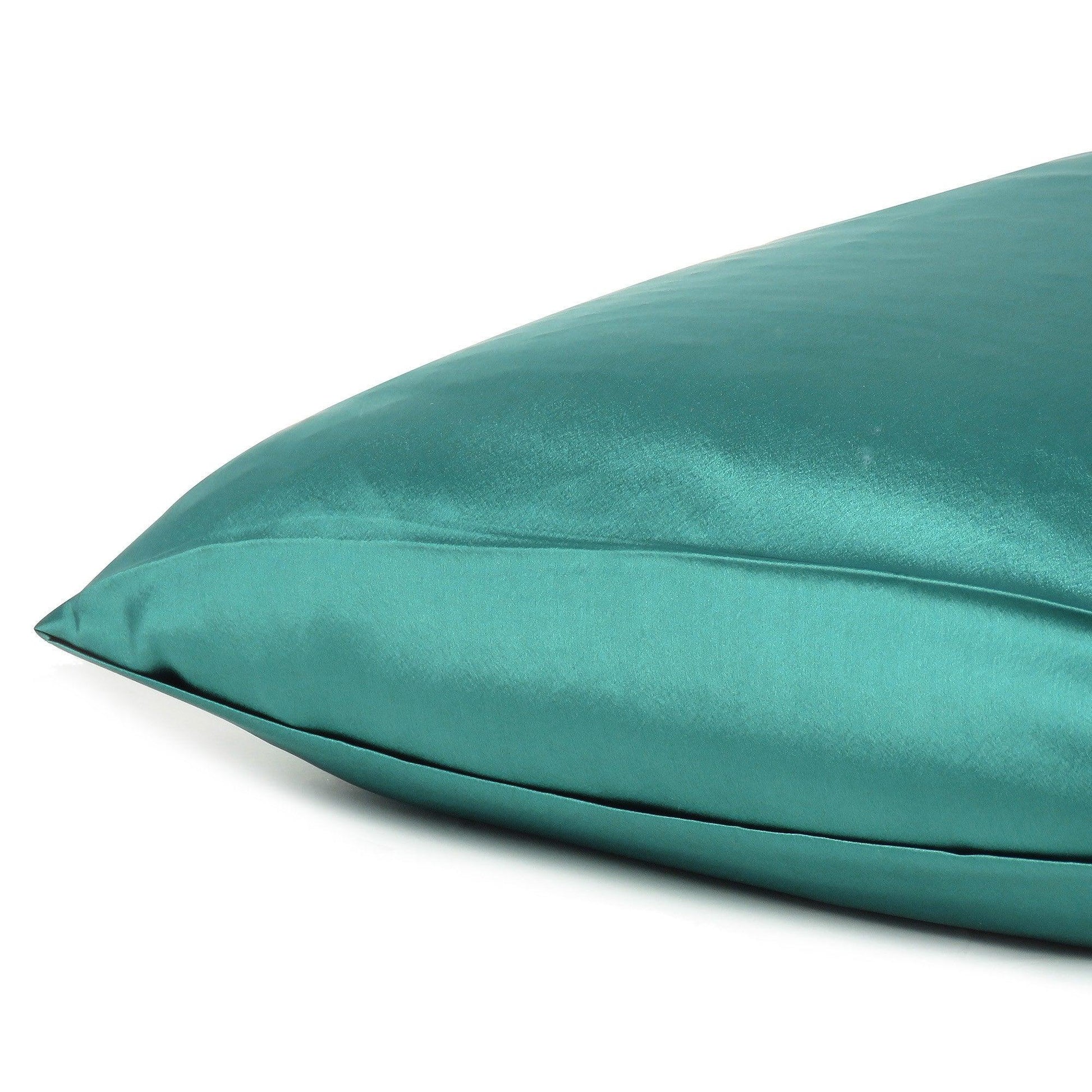 Teal Dreamy Set Of 2 Silky Satin Queen Pillowcases - FurniFindUSA