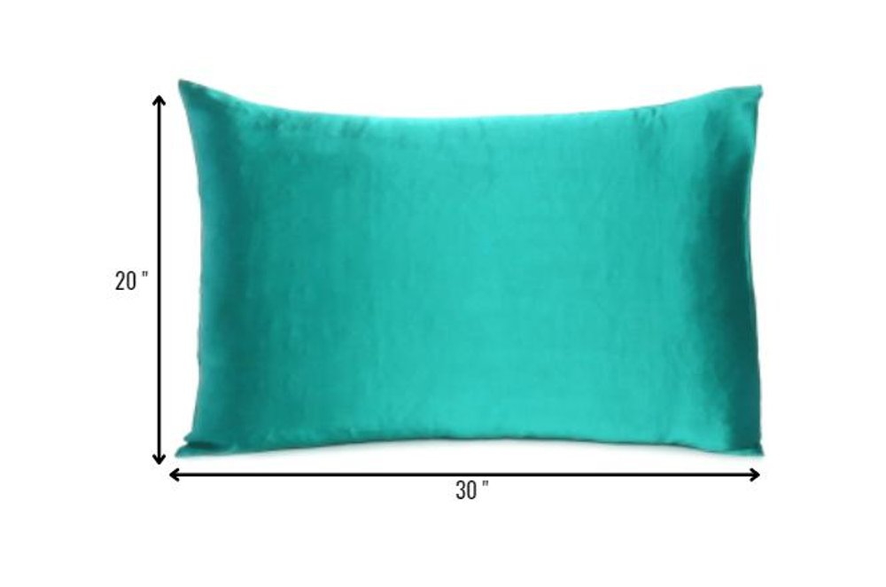 Teal Dreamy Set Of 2 Silky Satin Queen Pillowcases HomeRoots