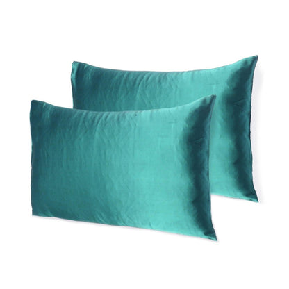 Teal Dreamy Set Of 2 Silky Satin Queen Pillowcases HomeRoots