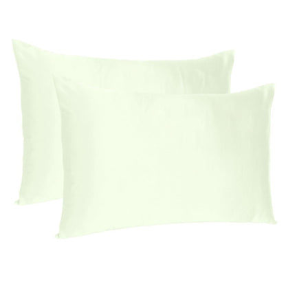 Ivory Dreamy Set Of 2 Silky Satin Queen Pillowcases HomeRoots