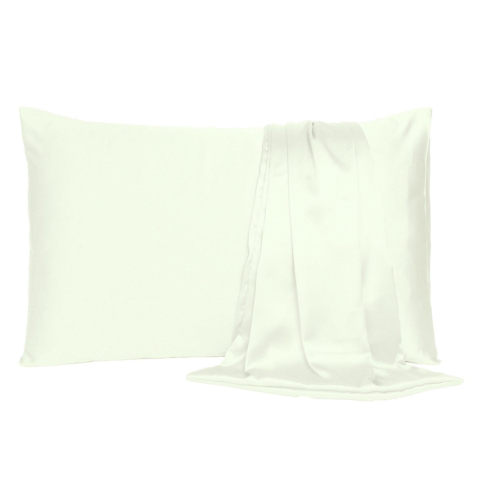 Ivory Dreamy Set Of 2 Silky Satin Queen Pillowcases - FurniFindUSA