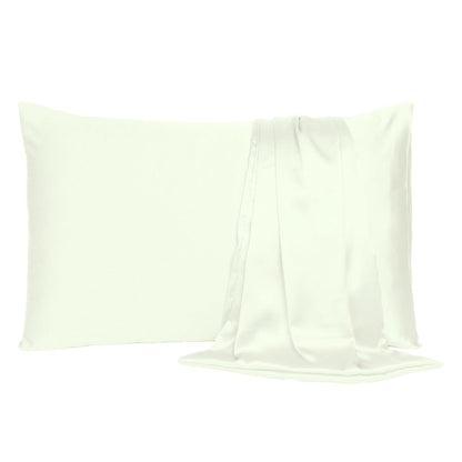 Ivory Dreamy Set Of 2 Silky Satin Queen Pillowcases - FurniFindUSA