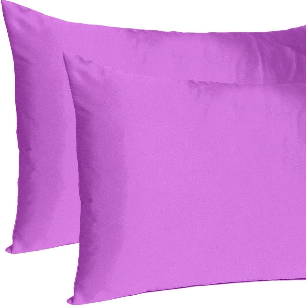 Purple Merlot Dreamy Set Of 2 Silky Satin Queen Pillowcases - FurniFindUSA