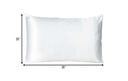 White Dreamy Set Of 2 Silky Satin Queen Pillowcases HomeRoots