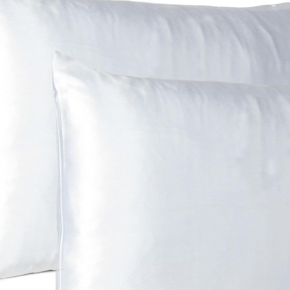 White Dreamy Set Of 2 Silky Satin Queen Pillowcases - FurniFindUSA