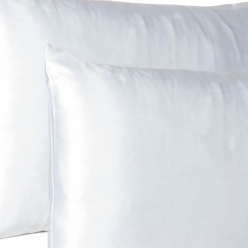 White Dreamy Set Of 2 Silky Satin Queen Pillowcases HomeRoots