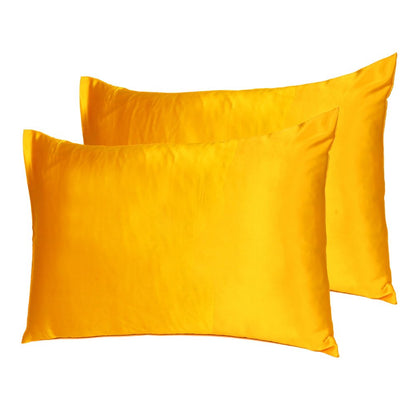 Goldenrod Dreamy Set Of 2 Silky Satin Queen Pillowcases HomeRoots