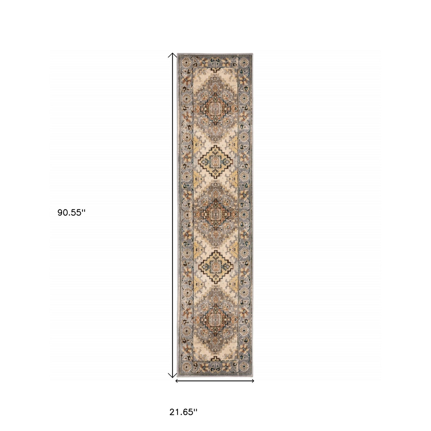 2’ X 8’ Gray And Beige Aztec Pattern Runner Rug