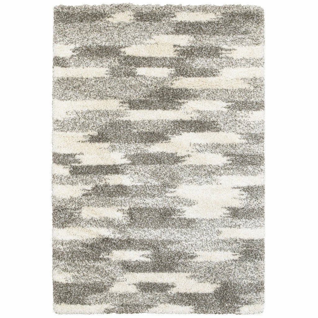 2' X 3' Gray And Ivory Geometric Pattern Scatter Rug - 48.0" (L) x 72.0" (W) x 0.28" (H)