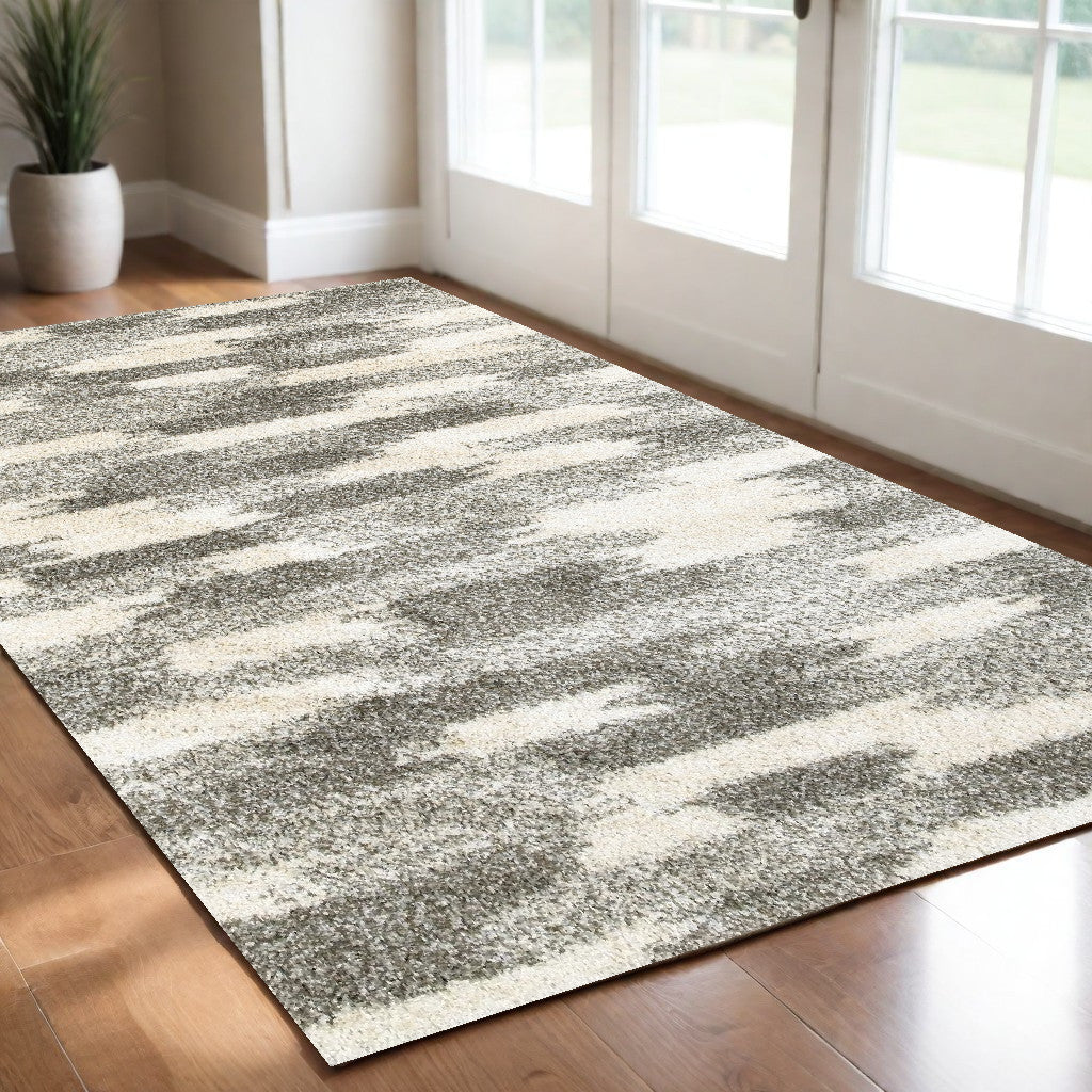 2' X 3' Gray And Ivory Geometric Pattern Scatter Rug - 48.0" (L) x 72.0" (W) x 0.28" (H)