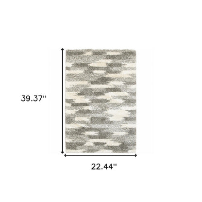 2' X 3' Gray And Ivory Geometric Pattern Scatter Rug - 48.0" (L) x 72.0" (W) x 0.28" (H)