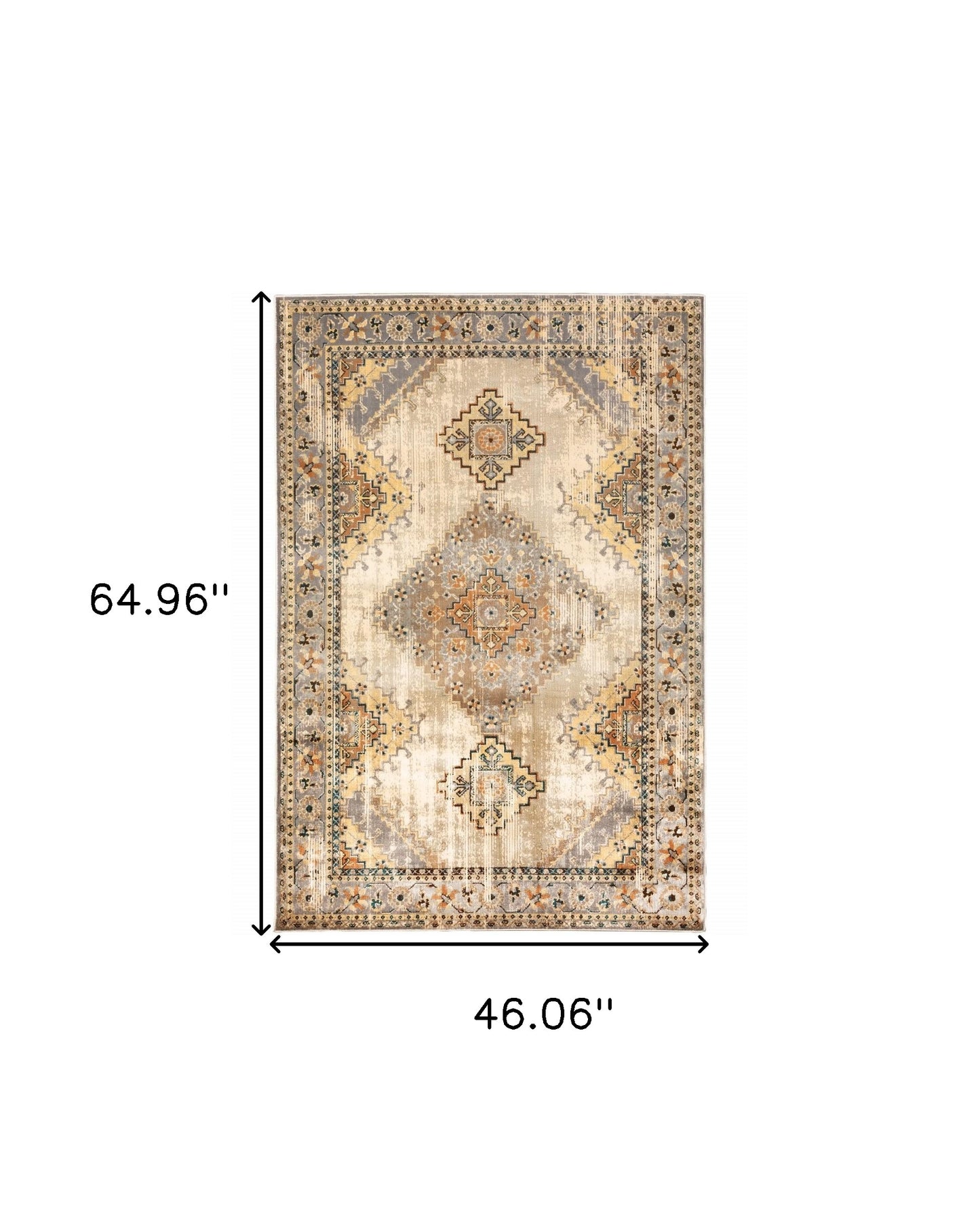 2’ X 8’ Gray And Beige Aztec Pattern Runner Rug