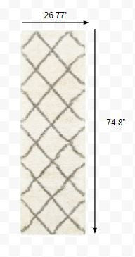 2’ X 3’ Ivory And Gray Geometric Lattice Scatter Rug