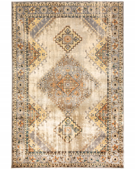 8‚Äö√Ñ√∂‚àö√ë‚àö¬• X 10‚Äö√Ñ√∂‚àö√ë‚àö¬• Gray And Beige Aztec Pattern Area Rug - 94.49" (H) x 120.08" (W) x 0.27" (D)