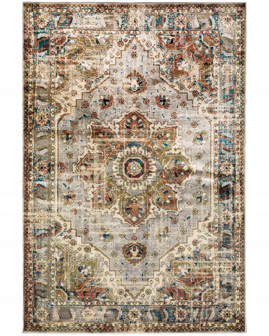 8‚Äö√Ñ√∂‚àö√ë‚àö¬• X 10‚Äö√Ñ√∂‚àö√ë‚àö¬• Gray And Rust Distressed Medallion Area Rug - 94.49" (H) x 120.08" (W) x 0.27" (D)