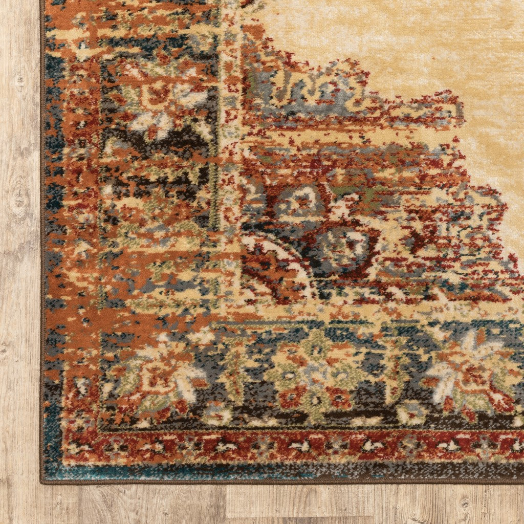 8‚Äö√Ñ√∂‚àö√ë‚àö¬• X 10‚Äö√Ñ√∂‚àö√ë‚àö¬• Gold And Orage Floral Medallionarea Rug - 94.49" (H) x 120.08" (W) x 0.27" (D)