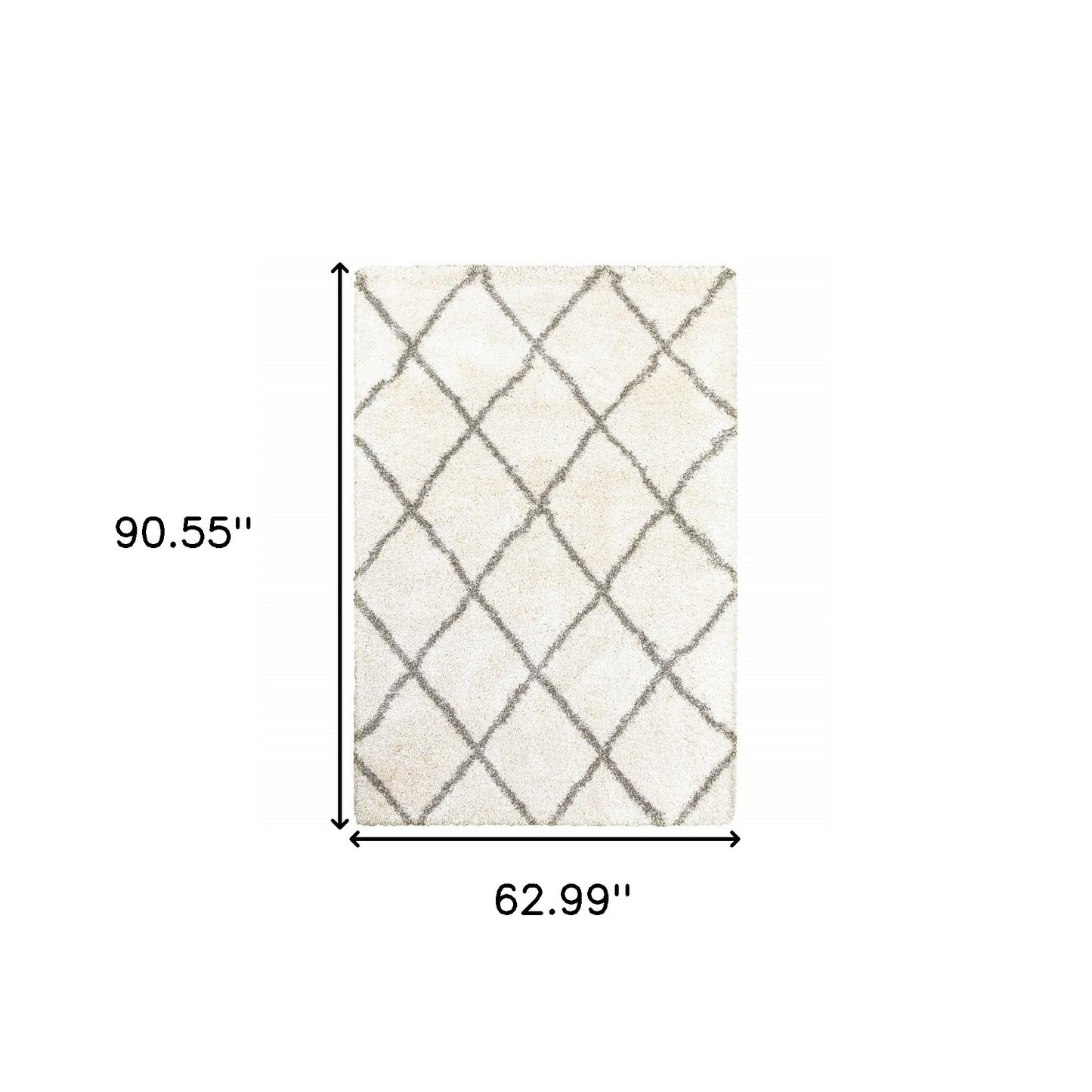 2’ X 3’ Ivory And Gray Geometric Lattice Scatter Rug