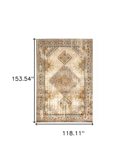 2’ X 8’ Gray And Beige Aztec Pattern Runner Rug