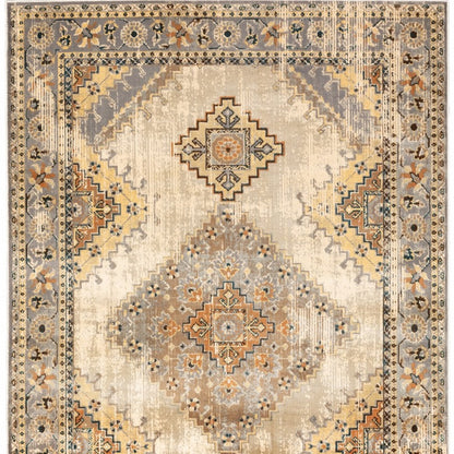 10' X 13' Gray And Beige Aztec Pattern Area Rug - 20.0" (L) x 34.0" (W) x 0.39" (H)