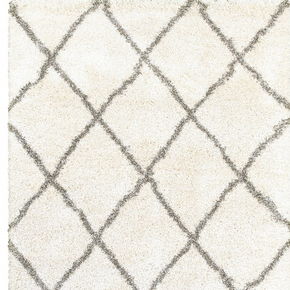 2’ X 3’ Ivory And Gray Geometric Lattice Scatter Rug