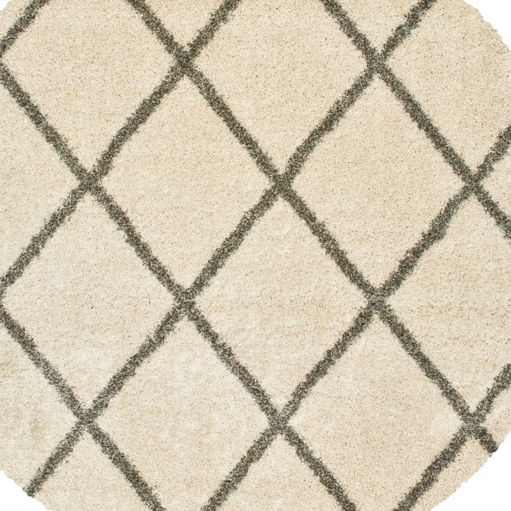 2’ X 3’ Ivory And Gray Geometric Lattice Scatter Rug