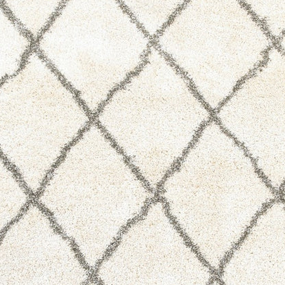 2’ X 3’ Ivory And Gray Geometric Lattice Scatter Rug