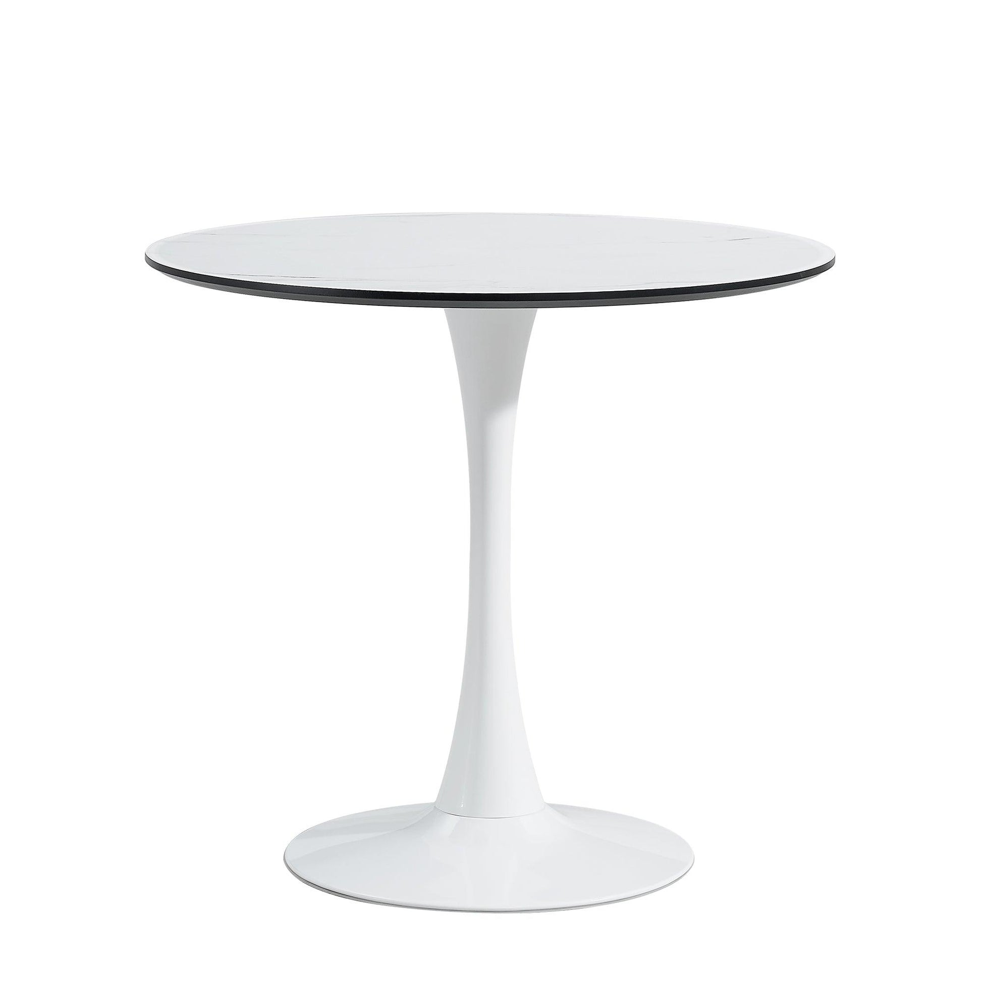 TULIP DINING TABLE 32IN ROUND WHITE Mable black 1pc per ctn - FurniFindUSA