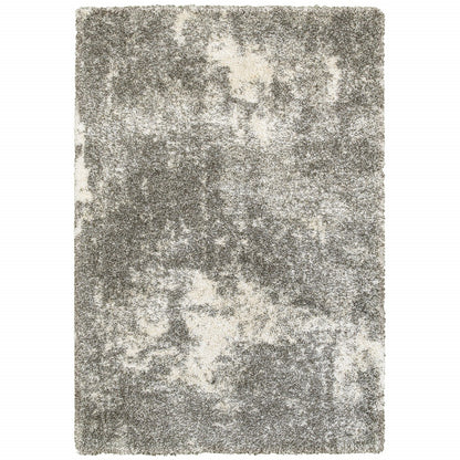 10' X 13' Gray And Ivory Distressed Abstract Area Rug - 22.0" (L) x 34.0" (W) x 1.0" (H)